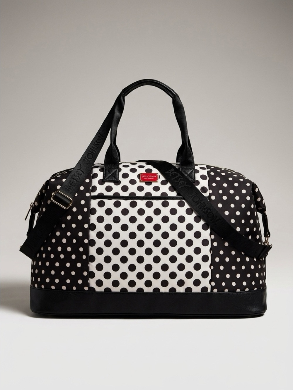 Betsey Johnson Black and White Polka Dot Travel Bag